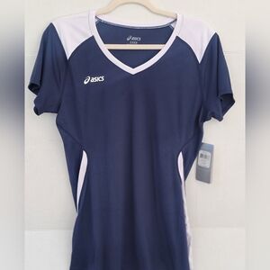 Asics Dark Blue and White Sports Tee